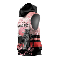 Personalised Japan Samurai Warrior Sleeveless Hoodie Japanese Cherry Blossom Polynesian Pattern - Polynesian Pride