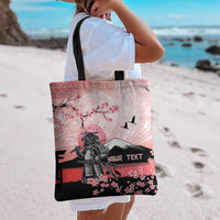 Personalised Japan Samurai Warrior Tote Bag Japanese Cherry Blossom Polynesian Pattern - Polynesian Pride