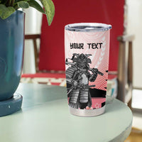 Personalised Japan Samurai Warrior Tumbler Cup Japanese Cherry Blossom Polynesian Pattern - Polynesian Pride