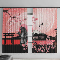 Personalised Japan Samurai Warrior Window Curtain Japanese Cherry Blossom Polynesian Pattern - Polynesian Pride