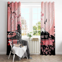 Personalised Japan Samurai Warrior Window Curtain Japanese Cherry Blossom Polynesian Pattern - Polynesian Pride