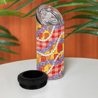 Hawaii Kahili Palaka Motifs 4 in 1 Can Cooler Tumbler Hawaiian Honohono Pikake Lei