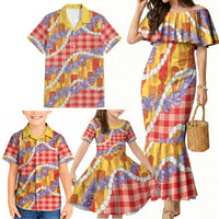 Hawaii Kahili Palaka Motifs Family Matching Mermaid Dress and Hawaiian Shirt Hawaiian Honohono Pikake Lei LT14 - Polynesian Pride