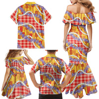 Hawaii Kahili Palaka Motifs Family Matching Mermaid Dress and Hawaiian Shirt Hawaiian Honohono Pikake Lei LT14 - Polynesian Pride