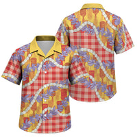 Hawaii Kahili Palaka Motifs Family Matching Off Shoulder Maxi Dress and Hawaiian Shirt Hawaiian Honohono Pikake Lei LT14 Son's Shirt Red - Polynesian Pride