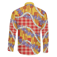 Hawaii Kahili Palaka Motifs Family Matching Off Shoulder Short Dress and Hawaiian Shirt Hawaiian Honohono Pikake Lei LT14 Son's Shirt Red - Polynesian Pride