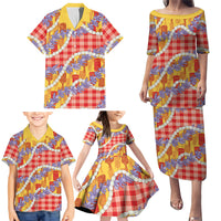 Hawaii Kahili Palaka Motifs Family Matching Puletasi and Hawaiian Shirt Hawaiian Honohono Pikake Lei LT14 - Polynesian Pride