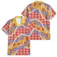 Hawaii Kahili Palaka Motifs Family Matching Puletasi and Hawaiian Shirt Hawaiian Honohono Pikake Lei LT14 Dad's Shirt - Short Sleeve Red - Polynesian Pride