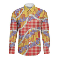 Hawaii Kahili Palaka Motifs Long Sleeve Button Shirt Hawaiian Honohono Pikake Lei LT14 Unisex Red - Polynesian Pride