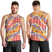Hawaii Kahili Palaka Motifs Men Tank Top Hawaiian Honohono Pikake Lei