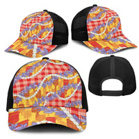 Hawaii Kahili Palaka Motifs Mesh Trucker Cap Hawaiian Honohono Pikake Lei LT14 - Polynesian Pride