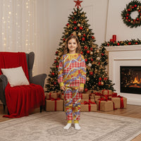 Hawaii Kahili Palaka Motifs Christmas Pajama Set Hawaiian Honohono Pikake Lei LT14 Kid Red - Polynesian Pride