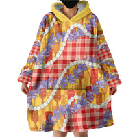 Hawaii Kahili Palaka Motifs Wearable Blanket Hoodie Hawaiian Honohono Pikake Lei