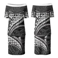 Hawaii Lauhala Tattoo Couples Matching Puletasi and Long Sleeve Button Shirt Hawaiian Hala Leaf Weaving LT14 - Polynesian Pride