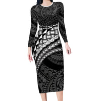Hawaii Lauhala Tattoo Family Matching Long Sleeve Bodycon Dress and Hawaiian Shirt Hawaiian Hala Leaf Weaving