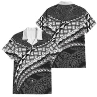 Hawaii Lauhala Tattoo Family Matching Puletasi and Hawaiian Shirt Hawaiian Hala Leaf Weaving LT14 Dad's Shirt - Short Sleeve Black - Polynesian Pride