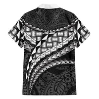 Hawaii Lauhala Tattoo Family Matching Puletasi and Hawaiian Shirt Hawaiian Hala Leaf Weaving LT14 Dad's Shirt - Long Sleeve Black - Polynesian Pride