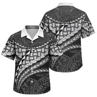 Hawaii Lauhala Tattoo Family Matching Puletasi and Hawaiian Shirt Hawaiian Hala Leaf Weaving LT14 Son's Shirt Black - Polynesian Pride