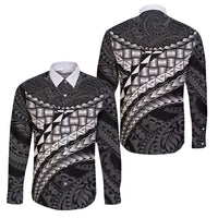 Hawaii Lauhala Tattoo Family Matching Short Sleeve Bodycon Dress and Hawaiian Shirt Hawaiian Hala Leaf Weaving LT14 Dad's Shirt - Long Sleeve Black - Polynesian Pride