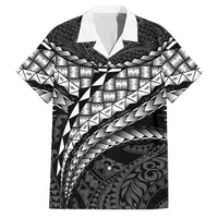 Hawaii Lauhala Tattoo Family Matching Summer Maxi Dress and Hawaiian Shirt Hawaiian Hala Leaf Weaving LT14 Dad's Shirt - Short Sleeve Black - Polynesian Pride