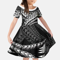 Hawaii Lauhala Tattoo Kid Short Sleeve Dress Hawaiian Hala Leaf Weaving LT14 KID Black - Polynesian Pride