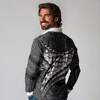 Hawaii Lauhala Tattoo Long Sleeve Polo Shirt Hawaiian Hala Leaf Weaving