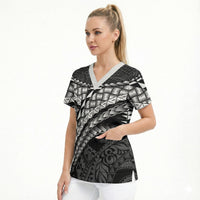 Hawaii Lauhala Tattoo Scrub Top Hawaiian Hala Leaf Weaving