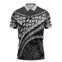 Hawaii Lauhala Tattoo Zipper Polo Shirt Hawaiian Hala Leaf Weaving LT14 Black - Polynesian Pride