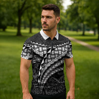 Hawaii Lauhala Tattoo Zipper Polo Shirt Hawaiian Hala Leaf Weaving LT14 - Polynesian Pride