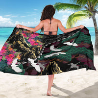 Hawaiian and Japanese Culture Sarong Crane Sakura Hibiscus Tropical Vibes