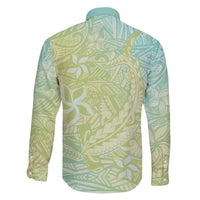 Baby Green Gradient Polynesia Family Matching Off The Shoulder Long Sleeve Dress and Hawaiian Shirt Hawaiian Tribal Hammerhead Shark Tattoo