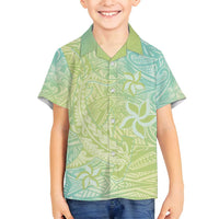 Baby Green Gradient Polynesia Family Matching Summer Maxi Dress and Hawaiian Shirt Hawaiian Tribal Hammerhead Shark Tattoo LT14 Son's Shirt Baby Green - Polynesian Pride