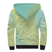 Baby Green Gradient Polynesia Sherpa Hoodie Hawaiian Tribal Hammerhead Shark Tattoo