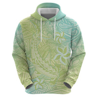 Baby Green Gradient Polynesia Zip Hoodie Hawaiian Tribal Hammerhead Shark Tattoo