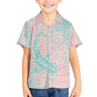 Baby Pink Gradient Polynesia Family Matching Short Sleeve Bodycon Dress and Hawaiian Shirt Hawaiian Tribal Hammerhead Shark Tattoo LT14 Son's Shirt Baby Pink - Polynesian Pride
