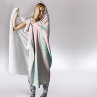 Baby Pink Gradient Polynesia Hooded Blanket Hawaiian Tribal Hammerhead Shark Tattoo