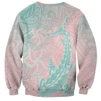 Baby Pink Gradient Polynesia Sweatshirt Hawaiian Tribal Hammerhead Shark Tattoo