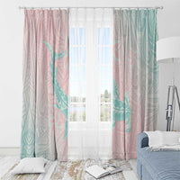 Baby Pink Gradient Polynesia Window Curtain Hawaiian Tribal Hammerhead Shark Tattoo