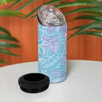Baby Blue Gradient Polynesia 4 in 1 Can Cooler Tumbler Hawaiian Tribal Hammerhead Shark Tattoo