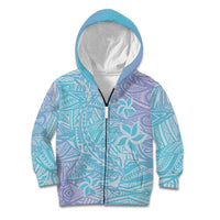 Baby Blue Gradient Polynesia Kid Hoodie Hawaiian Tribal Hammerhead Shark Tattoo