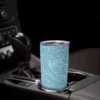 Baby Blue Gradient Polynesia Tumbler Cup Hawaiian Tribal Hammerhead Shark Tattoo