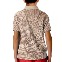 Pink Gradient Polynesia Kid Polo Shirt Hawaiian Tribal Hammerhead Shark Tattoo