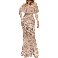 Pink Gradient Polynesia Mermaid Dress Hawaiian Tribal Hammerhead Shark Tattoo