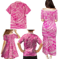 Beige Gradient Polynesia Family Matching Puletasi and Hawaiian Shirt Hawaiian Tribal Hammerhead Shark Tattoo