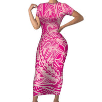 Beige Gradient Polynesia Family Matching Short Sleeve Bodycon Dress and Hawaiian Shirt Hawaiian Tribal Hammerhead Shark Tattoo LT14 Mom's Dress Beige - Polynesian Pride