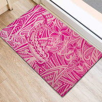 Beige Gradient Polynesia Rubber Doormat Hawaiian Tribal Hammerhead Shark Tattoo