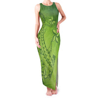 Green Gradient Polynesia Family Matching Tank Maxi Dress and Hawaiian Shirt Hawaiian Tribal Hammerhead Shark Tattoo