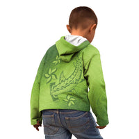 Green Gradient Polynesia Kid Hoodie Hawaiian Tribal Hammerhead Shark Tattoo