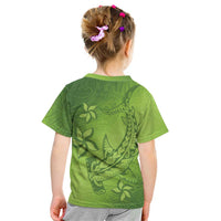 Green Gradient Polynesia Kid T Shirt Hawaiian Tribal Hammerhead Shark Tattoo