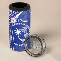 FSM Chuuk Constitution Day 4 in 1 Can Cooler Tumbler Frangipani Flowers Polynesian Curves Style